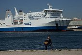Ferry and security agent in the Marseille harbour in France