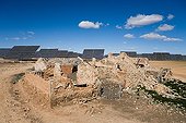 Solar farm and farm ruin Zaragoza Spain 