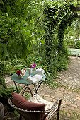 Roses bouquets on garden table