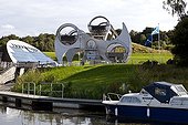 Falkirk Wheel rotating boat lift Scotland UK 