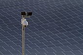 Caméra et Panneaux solaires du parc photovoltaïque des Mées ; Implantés sur le plateau de Puimichel (commune des Mées) et inaugurées le 11/05/2011, dans les Alpes de Haute-Provence., une des zones où l'ensoleillement est l'un des plus importants de France et pouvant s'élever jusqu'à 1.556 kWh/m² par an, ce site est ainsi propice à la production d'électricité solaire. L'intégration des modules à 800 mètres d'altitude permet par ailleurs une ventilation idéale à l'origine d'un rendement optimum, de 10 à 15% supérieur à la moyenne. Implanté sur un terrain de 36ha, le site comprenant 79 000 modules installés, représente une puissance de 18.2 MW (12 MW et 6,2 MW). Avec une production annuelle de 26.000.000 kWh, ce site développé par Enfinity permettra :<br>- d'alimenter en électricité près de 9 000 familles par an<br>- d'éviter la production de plus de 9 200 tonnes de CO2 annuelles.<br>Les centrales ont été achetées par le fonds « Doric Solar Provence » et Enfinity, à l'origine de la construction et de la mise en service de ces centrales, en assure aujourd'hui l'exploitation et la maintenance.