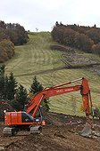 Earthworks on the ski slopes Vosges France ; Work to host a stage of the Tour de France in July 2012.<br>Altitude: 1148 m