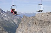 Chairlift above the Grande Motte glacier in Tignes France