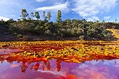 Red water Iron loaded in the Rio Tinto Andalusia Spain