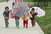 Children returning from school in rural Yunnan Jianshui 