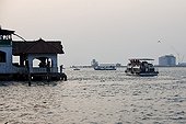 Passenger ferries in the port of Cochin Kerala India 