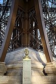 Bust of Gustave Eiffel at the foot of the Eiffel Tower Paris ;  