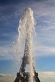Water jet at the Eiffel Tower Paris France  ; from the Trocadero esplanade
