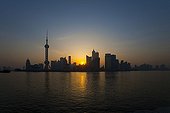 Sunrise on the Pudong district in Shanghai China 