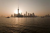 Sunrise on the Pudong district in Shanghai China 