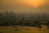 Sunset over the Huangpu River in Shanghai China