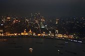 Nightfall on Shanghai in China