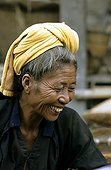 Woman at a market with people from different villages, Pa-O, Danau and other ethnic minorities, Kalaw, Burma, Myanmar, Asia