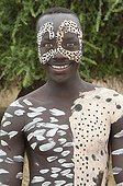 Young Karo man with body and facial paintings, Omo river valley, Southern Ethiopia, Africa