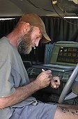 Vehicle of a veterinarian of an NGO working in Namibia ; Philip (Flip) Sander, veterinarian for the NGO "Desert Lion", works in the northwest of the country. Here, his vehicle office laboratory. 