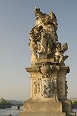 Stone sculpture on Charles Bridge, Prague, Czech Republic, Europe