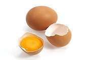 Hen egg on white background