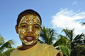 A girl of the Antakarana tribe with traditional face painting, northern Madagascar, Africa, Indian Ocean
