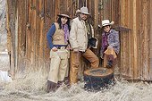 Family cowboys in Wyoming USA ; Cowboys : Ramon Castro, Marisela Castro et Brayan Castro