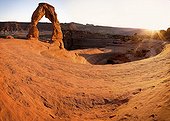 Delicate Arch and sun Arches NP Utah USA