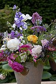 Flowers bouquet on a garden terrace
