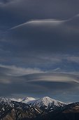 Lenticular clouds over Mt Canigou Pyrenees France 