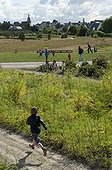 Children at Parc du Grand Pré in Côtes-d'Armor  France ; Design:Laure Planchais<br>Grand prix national du Paysage 2012 décerné par le ministère de l'écologie, <br>du développement durable et de l'énergie.<br>Parc winner of Grand Prix National du Paysage 2012