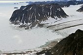 Glacier seen from helicopter Eastern Coast Greenland 