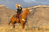 Cowboy in the prairie The Hideout Guest Ranch Wyoming USA ; Elizabeth Wolfson 