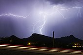 Double lightning flash and inter cloudy Saguaro NP USA  ; during the 2012 monsoon 