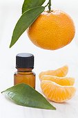Clementine essential oil on a table