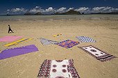 Drying cloths on the beach Nioumachouwa Moheli Comoros 