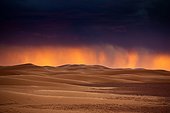 Sandstorm at sunset Sahara Morocco 