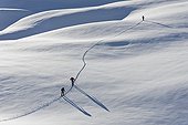 Backcountry skiers in Haute Tarentaise Alps France 