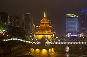 Capital city of Guiyang at night - Guizhou China 