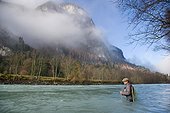 Fly fishing for grayling - Hight Tyrol Austria  ; Drau River