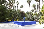 Fountain and pottery - Jardin Majorelle Marrakech Morocco 
