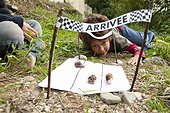 Brown gardensnail race with Children - France 