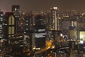 Business district - Osaka Japan  ; seen from the Umeda Sky building 