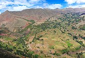 Inca site of Pisac - Sacred Valley of the Incas Peru  ; The ruins are spread along the ridge into 4 groups: Pisaqa, Intihuatana, Q'Allaqasa and Kinchiracay.