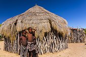 Bushman children in front of a hut - Kalahari Botswana 