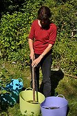 Mixing of a plants manure in a garden