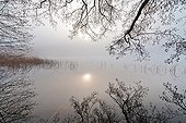 Barterand lake at dawn in winter - France Bugey 