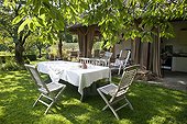 Table set in a garden