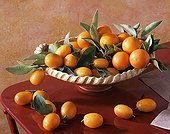 Kumquats in a dish ; F. japonica - Oval<br>F. margarita - Round
