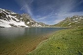 Lake Rond  - High Clarée Alpes France  ; Background, Rochilles pass
