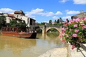 Old stone arch bridge over the Baise - Aquitaine France