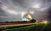 Storm above a food factory - France  ; alfalfa dehydration plant 