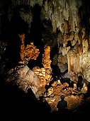 Exploring a cave - Karst Maros Sulawesi Indonesia ; In October 2014, the cave paintings found in caves in the limestone massif have been recognized as one of the oldest in the world (- 39 000 years) by a team of US researchers.