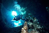 Diver in the Cenote of Kankiriche - Yucatan Mexico